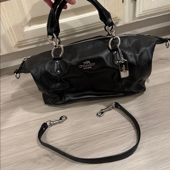 Coach Black Leather Handbag Duffle - Picture 6 of 8